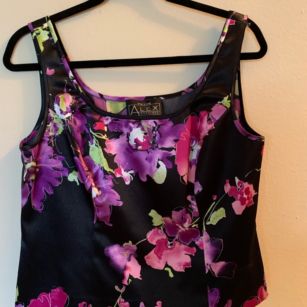 Alex Evenings Black Floral Camisole
